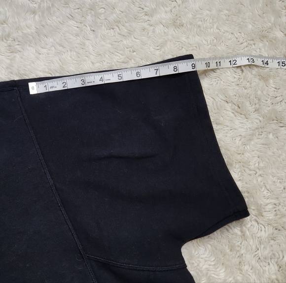 Adidas Cropped Wanderlust Thick Short Sleeve Black Shirt Sz Small Side Pocket - Picture 8 of 13